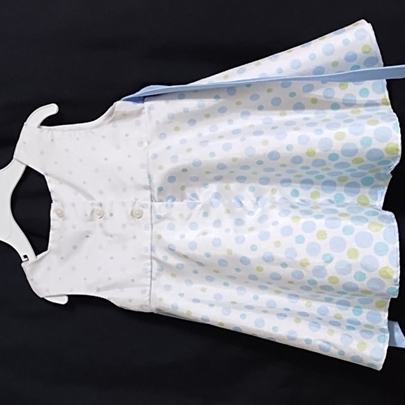 White dressy dress with light blue and green spots. 18 month - Picture 2 of 6